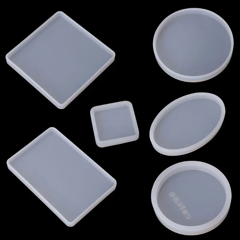 

6 Pcs Resin Mold Square Round Silicone Jewelry Casting Mold Coaster Mould For Pressure Board Epoxy DIY Crafts