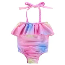 Летний Детский Цветной купальник с ремешками для детей 9-24 месяцев