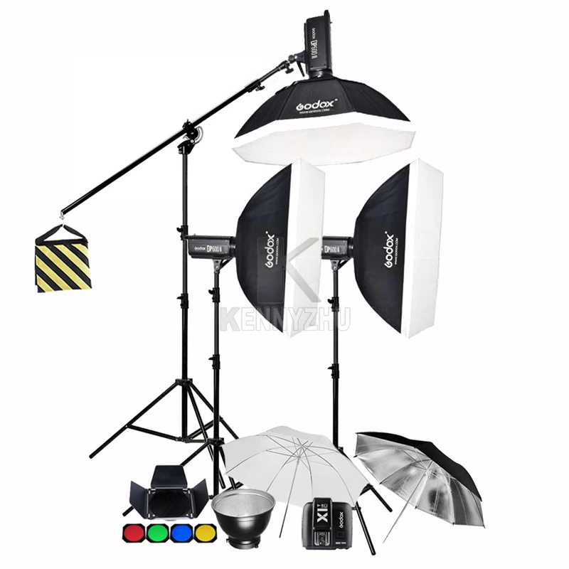 

Godox 3x DP400II 400Ws / DP600II 600Ws 2.4G Wirelss X1T Transmitter Studio Flash Strobe Lighting Kit + Softbox & Light Stand Set