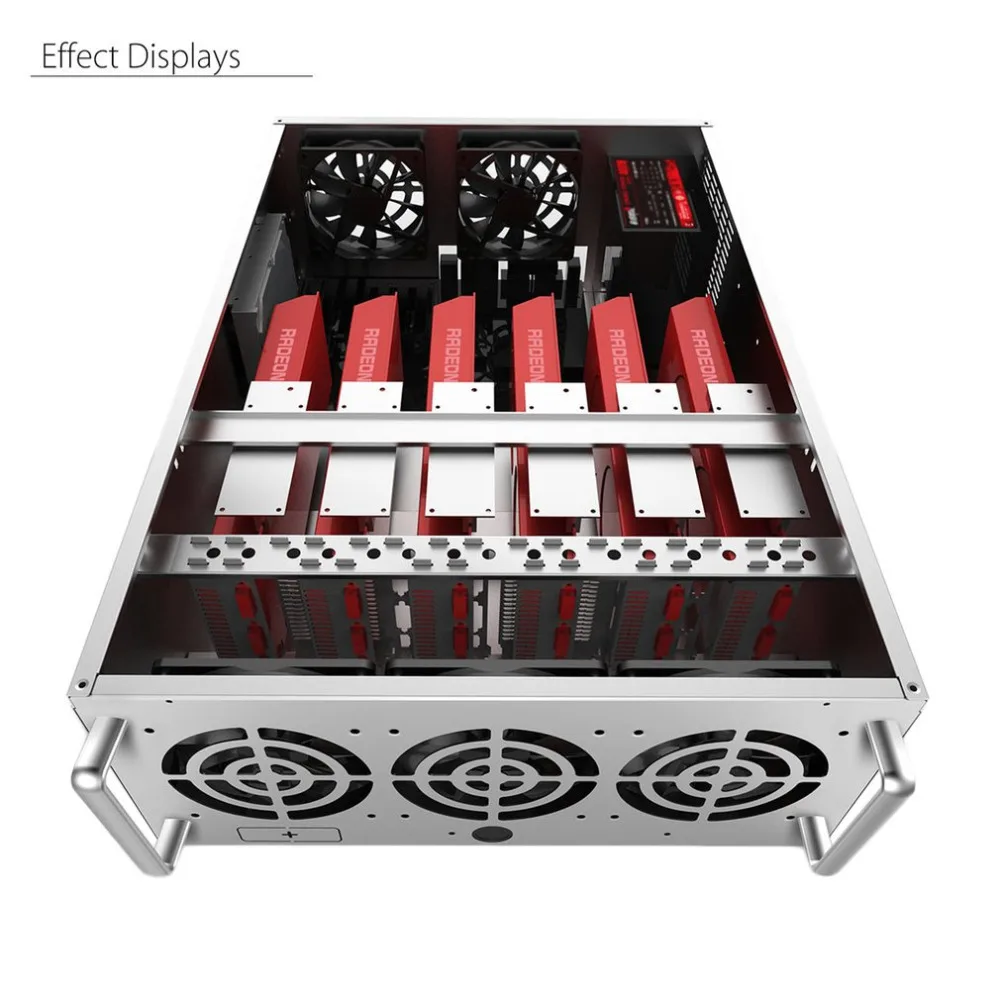 

Open Air Mining Frame Rig Graphics Case GPU ATX Fit 6/8 Graphics Card Ethereum ETH ETC ZEC XMR Magnalium Alloy 12cm Fans