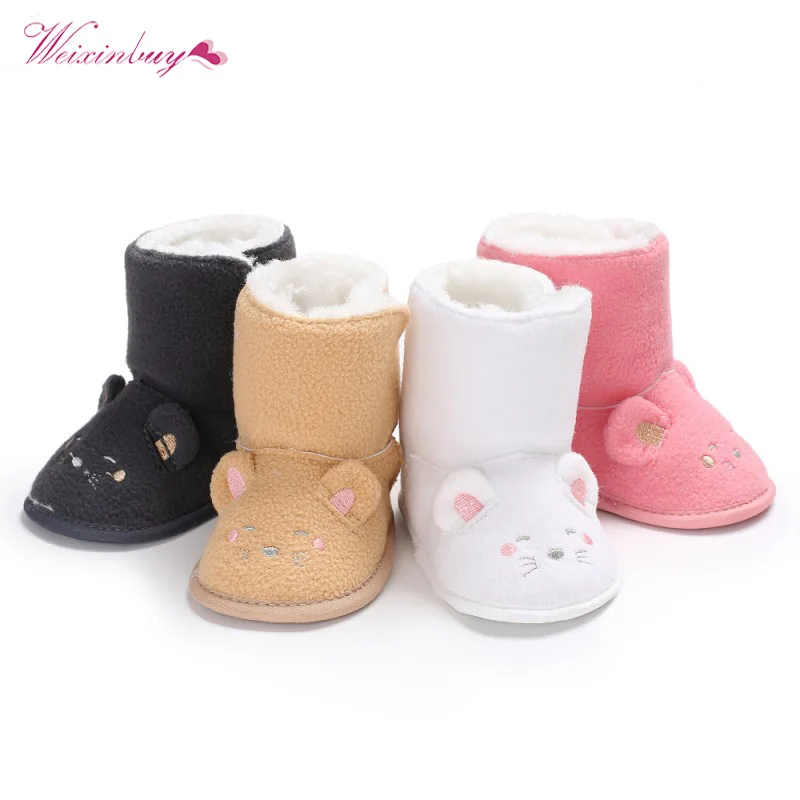 

WEIXINBUY Infant Newborn Baby Shoes First Walkers Cute Little Mouse Princess Soft Baby Bootie Shoes Baby Winter