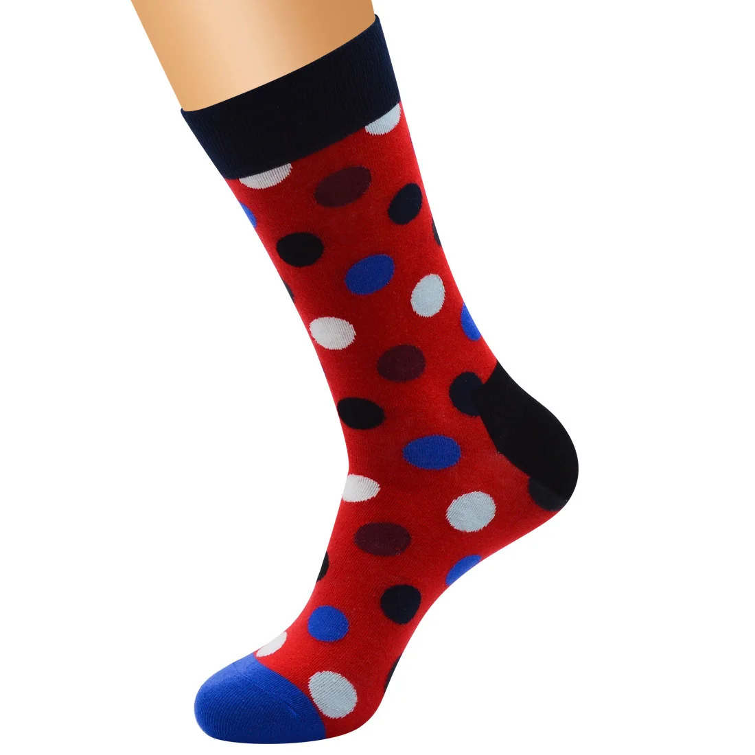 PEONFLY Новое поступление счастливые мужские носки красочные Dot дизайн чесаные хлопковые носки повседневные носки забавный подарок счастье - Цвет: Treasure Blue Socks