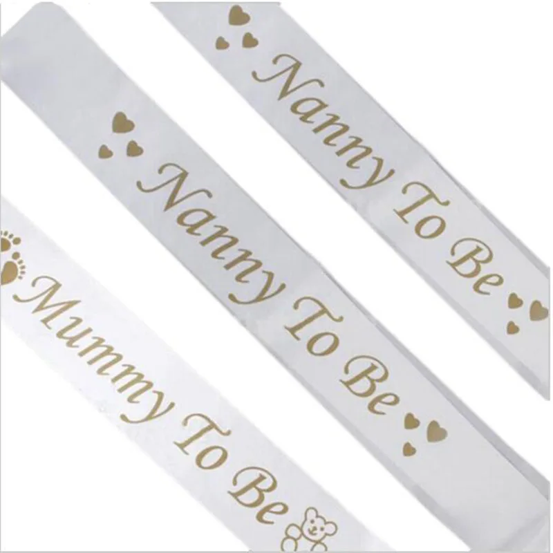 

1pc Footprint Bear Mummy To Be Satin Ribbon Sash New Mom Baby Shower Party Mother Favor Mommy Shoulder Strap Sash Event Supplies