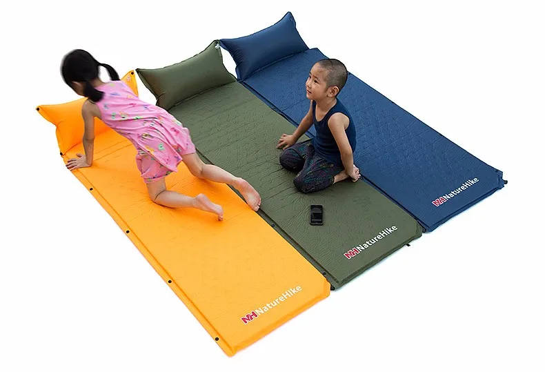 Colchão com Travesseiro Almofada de Dormir Barraca de Acampamento Naturehike Auto Inflável Dormir Esteira Auto-inflar Cama Dobrável Única 9 barraca de acampamento única esteira