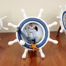 Круглая рамка Средиземноморский Держатель для фото мебель из твердой древесины Оригинальная Фоторамка домашний декор