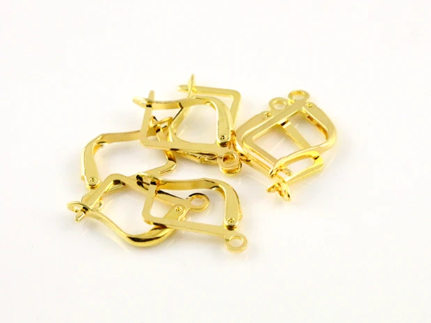16*10 мм 50 шт. высокое качество 3 цвета покрытием простой латунь Французский серьги крючки провода настройки база настройки - Цвет: Gold
