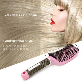

Ladies Hair Massage Comb Soft Brush And Nylon Wet Curly Hair Comb Salon Hair Brush Styling Tools Q1