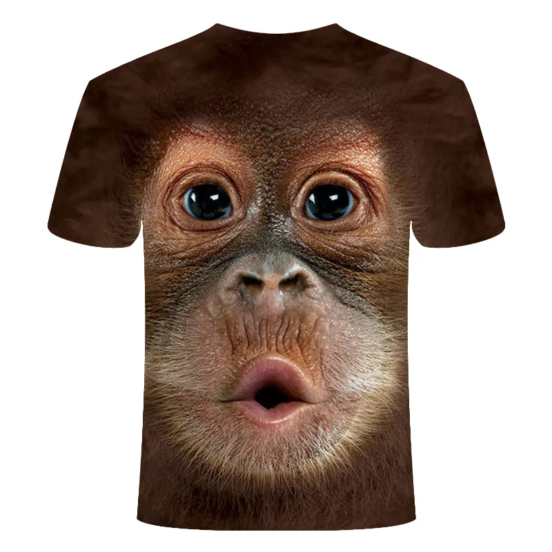 Summer Men's brand clothing O-Neck short sleeve animal T-shirt monkey/lion 3D Digital Printed T shirt Homme large size 6xl