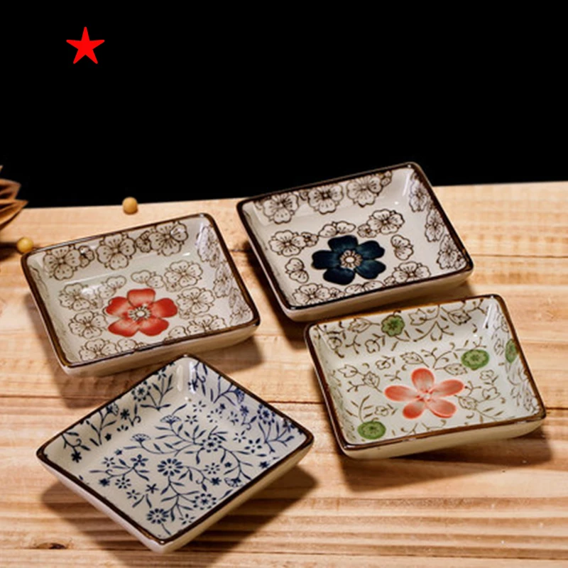 Japan and South Korea style ceramic sauce dish single lattice dip sauce