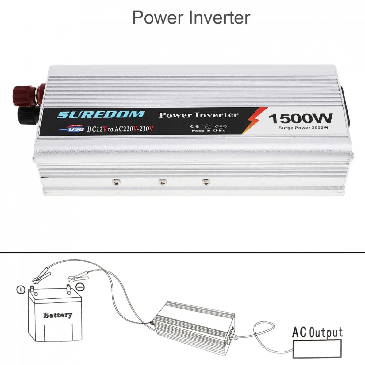 HOT 1500W Power Inverter Car Vehicle USB DC 12V to AC 220V Power