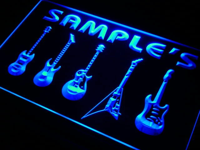 Details about / Name Personalized Custom Guitar Weapon Band Music Room Bar Neon Sign hang sign