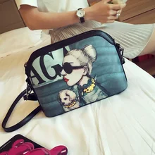 2016 new shell fashion cartoon printed fashion lady inside the mobile phone bag shoulder bag interval free shipping