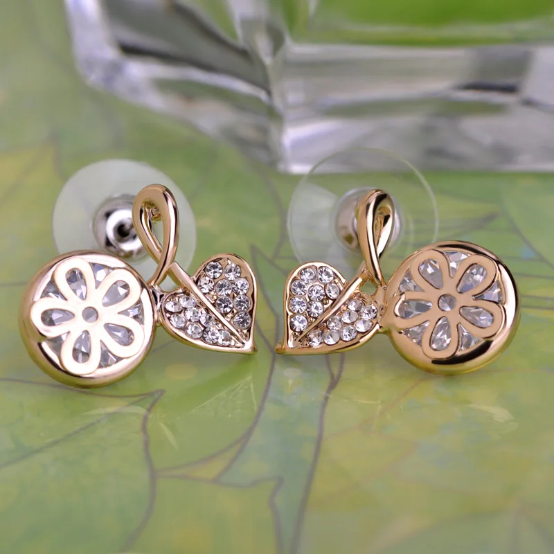 Blucome НОВЫЕ шикарные маленькие серьги круглый цветок в форме листа кристалл ювелирные изделия женские банкет свадьба праздник ухо аксессуары Подарки