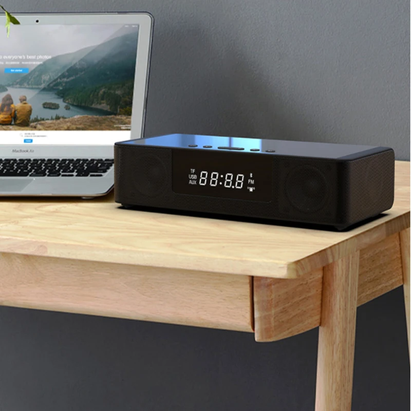 

Wireless Bluetooth Column Soundbar Stereo Speaker Powerful TV Home Theater 4.0A Built-in Battery Sound Bar TF USB Clock Display