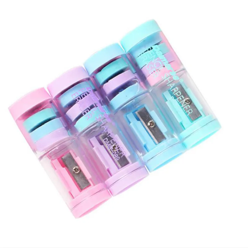 

1 Pcs Cute Mini Candy Color Pencil Sharpener with 4 Erasers Pencil Cutter for Girls Gifts Back To School Gifts Stationery