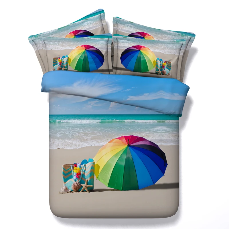 beach seaside printe comforter bedding sets bedsclothes twin full queen king cal king size duvet