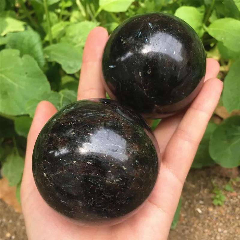 Natural blacke Astrophyllite Ball polished quartz crystal stone Sphere 50-60mm