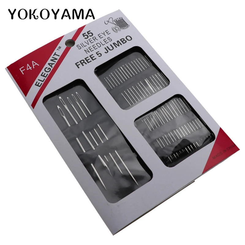 

YOKOYAMA 55Pcs/Set Nickelage Sewing Needles Sew Pins Home DIY Household Tool Multifunctional Large-Eye Seam Needles Sack Needles