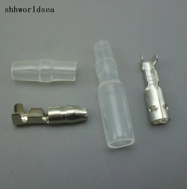 

shhworldsea 100set 3.5mm BRASS Crimp Terminal Female Spade Connector +Male Spade Connector+ Case