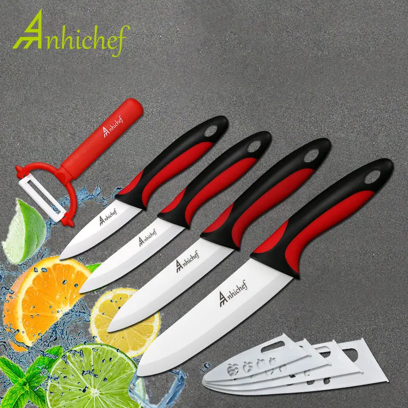 Kitchen Knife Ceramic Knives 3 4 5 6 inch + Peeler White Blade Paring Fruit Vegetable Chef Utility Knife Set Cooking Tools