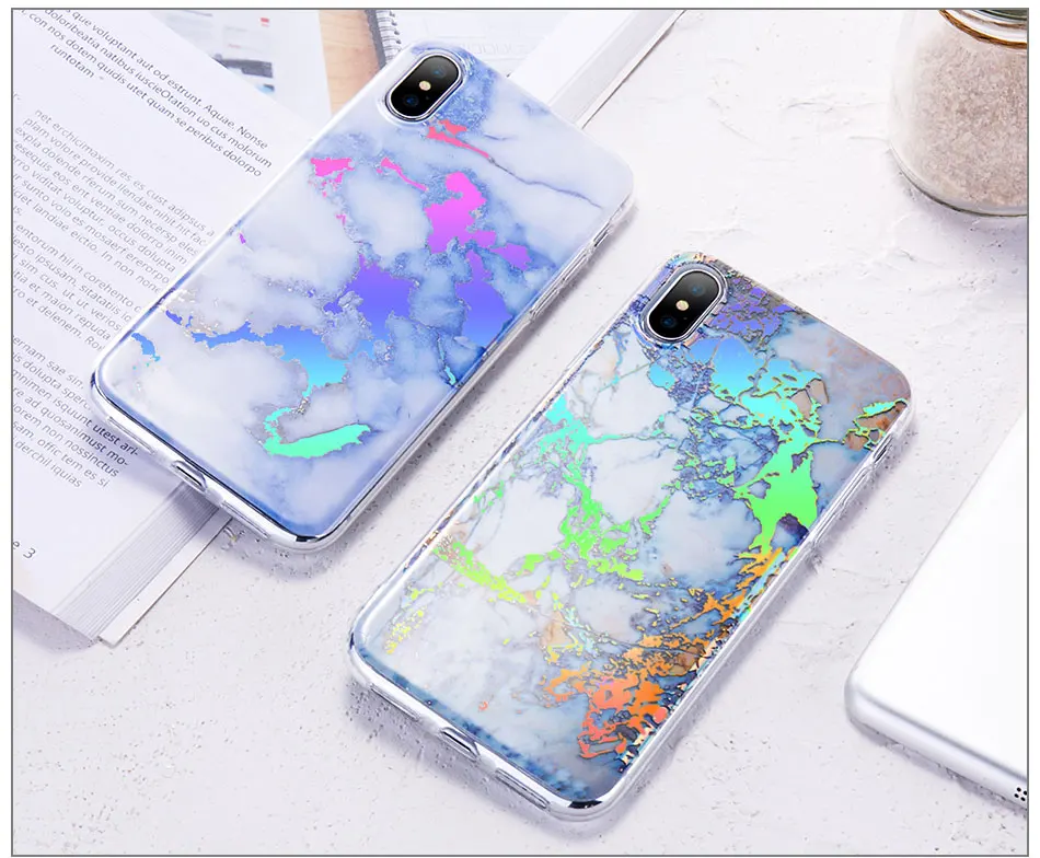 Colorful Plating Soft Phone Case For iPhone 7 8 Plus X 10 Silicone Marble Case For iPhone 6 6S Plus 5 5S SE Cover Marble Grain (5)