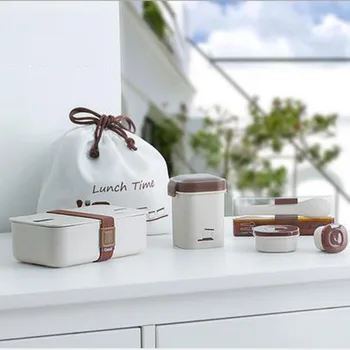 

MICCK Rice Husk 6 Sets Lunch Box BPA Free Bento Box With Dags Food Container Microwavable Leakproof Food Storage Crisper