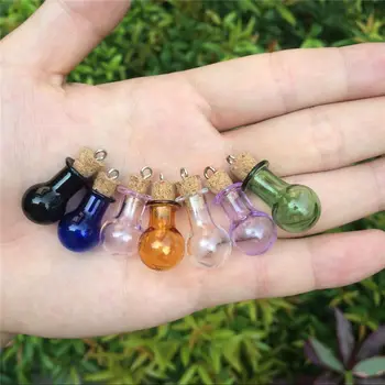 

Mini Bottle Pendants with Loop Bulb Shape Cute Bottles Corks Colors Bottles Wedding Gift tiny Jars Necklace Pendant Mix 7 Colors