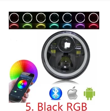 5,7" светодиодные фары 5 3/4 дюймов проектор мото фары для harley sportster Dyna, Softail, супер Glide мотоциклетные фары DRL - Цвет: 1pcs black RGB