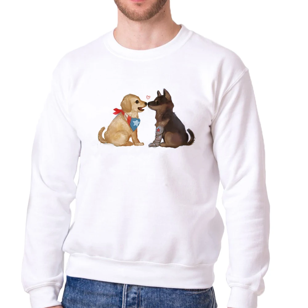 New Fashion Dog Print Men Sweatshirts Casual Crew Neck