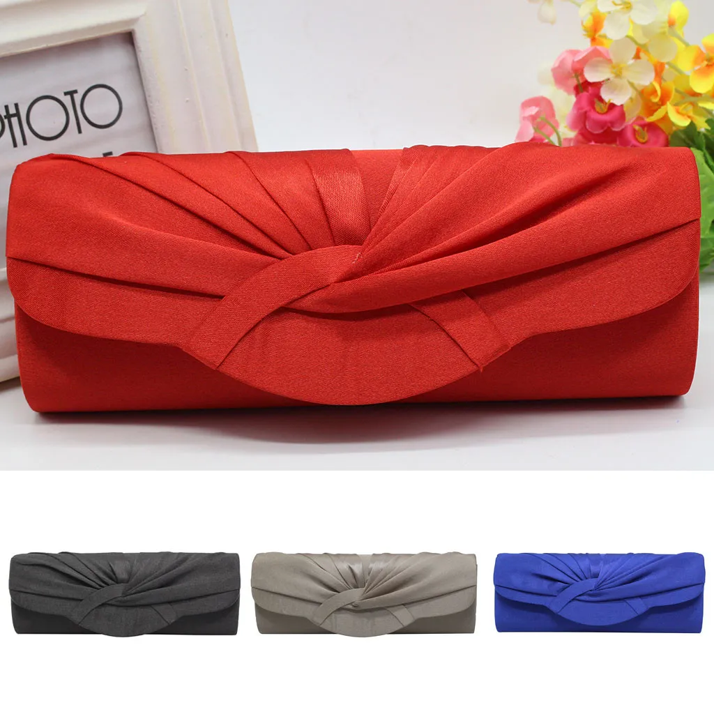 

luxury bag borse da donna torebki damskie Fashion Women Pure Coloor Ribbons Bag Silk Cocktail Party Bag Chain Evening Bag 6.877