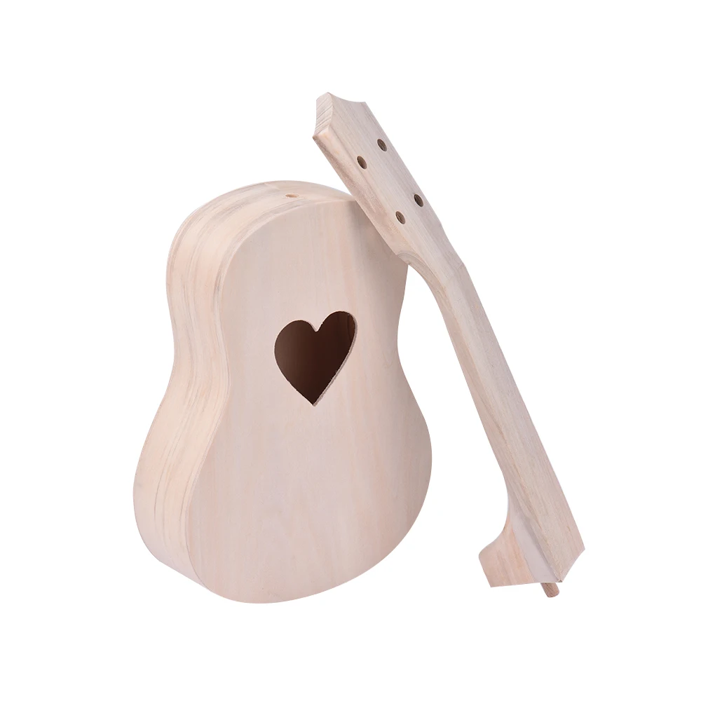 21 дюймов укулеле Незаконченный Ukelele DIY Kit шеи Пластик гриф Сакура Форма/Сердце Форма/Дельфин Форма для дополнительного