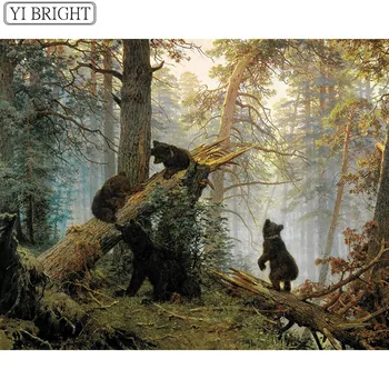 

5d diy Diamond embroidery bears in a pine forest diamond painting Cross Stitch full drill Rhinestone mosaic decoration LK1
