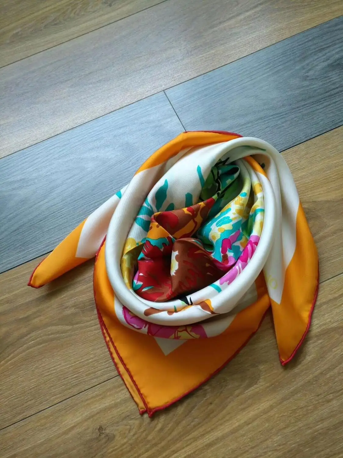 2019 new arrival spring classic flower pattern 100% pure silk scarf twill hand made roll 90*90 cm shawl wrap for women lady | Аксессуары