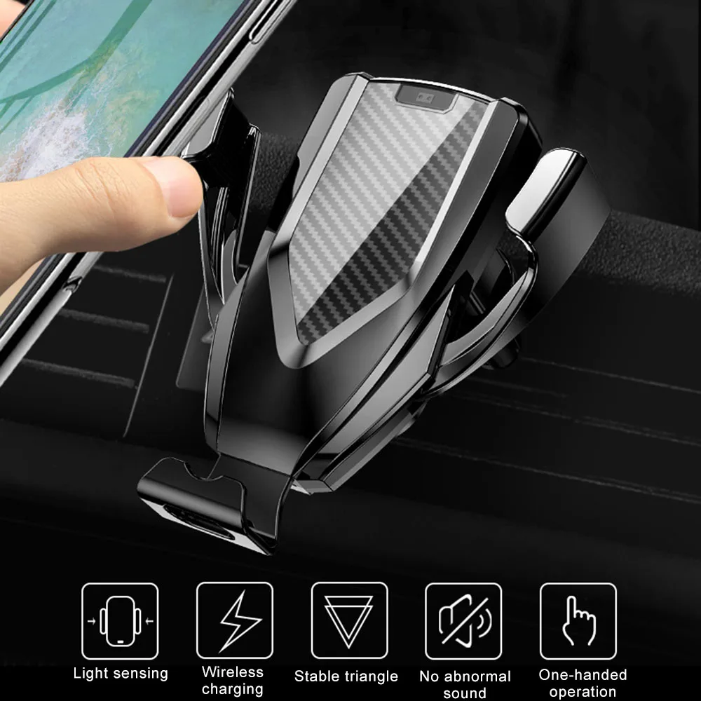 

2019 New upgrade optical induction electric locking car charger car phone holder 10W fast charge