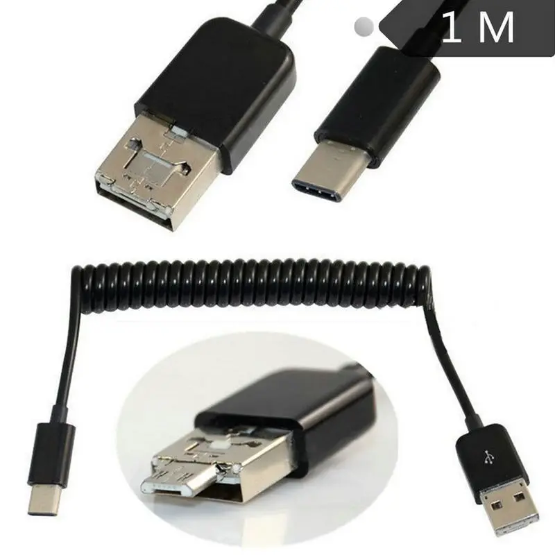 

5pcs USB 3.1 USB-C Type C / USB 2.0 / Micro USB Spiral Coiled cable 1m 3m