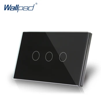 

3 Gang 1 Way Smart Touch Switch US/AU 118*72mm Wallpad Luxury Crystal Black Glass LED Indicator Electrical Wall Power Switch