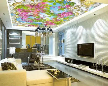 

3d room wallpaper custom mural non-woven Dove leaves 3 d pink flowers ceiling murals paintings photo 3d wall mural wallpaper