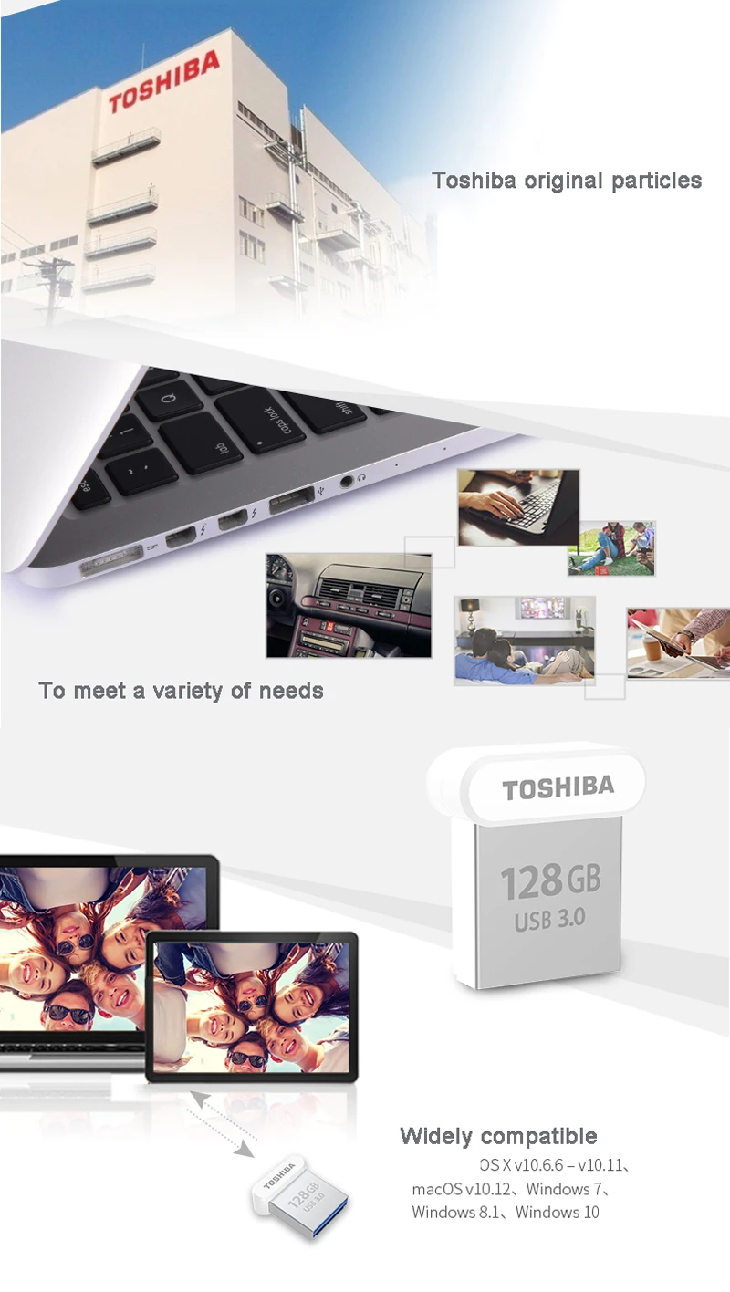 TOSHIBA флеш-накопитель USB 3,0 32 ГБ флеш-накопитель 64 Гб металлический мини флеш-накопитель NAND 128 ГБ 120 МБ/с./с U диск для автомобиля