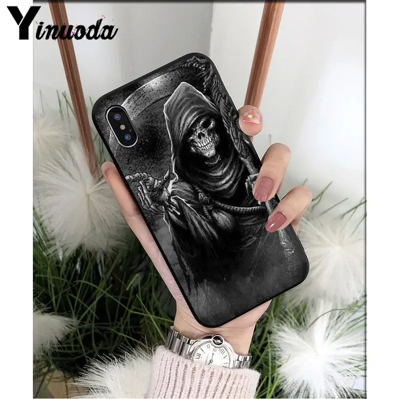 Yinuoda Grim reaper череп скелет DIY Роскошный Высокий протектор на конце чехол для iPhone X XS MAX 6 6S 7 7plus 8 8Plus 5 5S XR - Цвет: A12