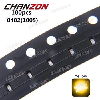100pcs SMD LED Chip Yellow 0402 (1005) Surface Mount 20mA SMT Beads Light Emitting Diode LED Lamp Electronics Components for PCB