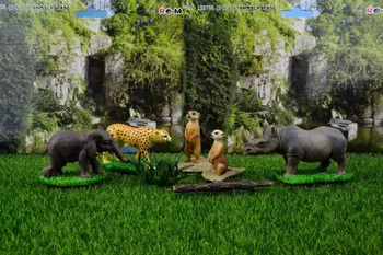 

Japanese genuine wild life African Savanna animals elephant cub cheetah rhino meerkats miniature scenario Figure toys kid Gift