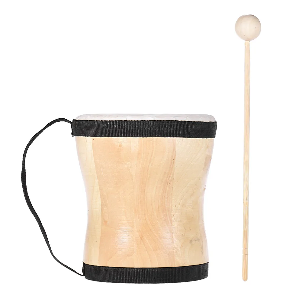 Wood Hand Bongo Drum Musical Toy Percussion Instrument with Stick Strap
