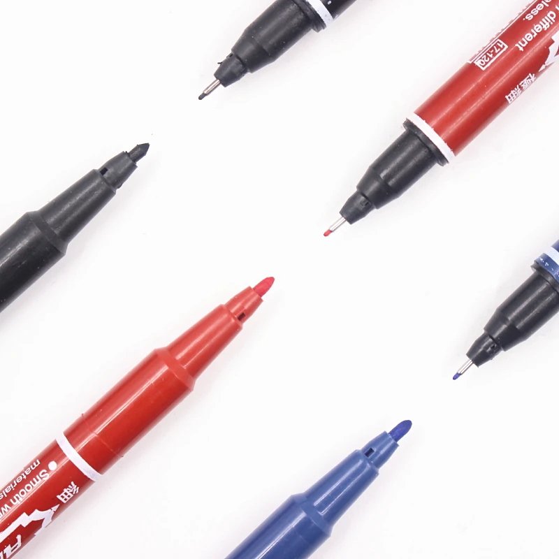 

3PCS Permanent Marker Doubled Headed Hook Line Fine/Thick Pen Ink Tool Waterproof