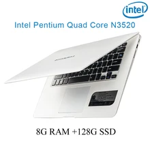 P1-03 white 8G RAM 128G SSD Intel Pentium N3520 14 laptop notebook keyboard and OS language available for choose"