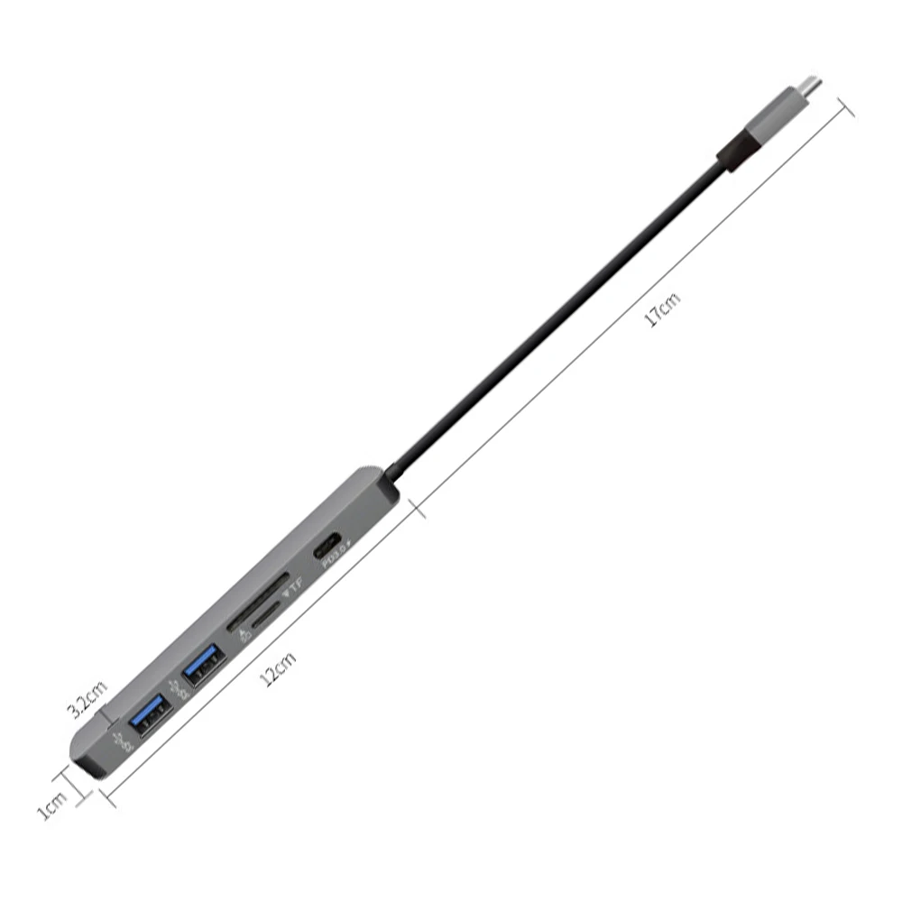 6 в 1 USB-C расширитель TYPE-C к HDMI 4K+ USB 3,0+ карта TF/Micro SD ридер+ PD3.0 многофункциональный адаптер usb-хаб