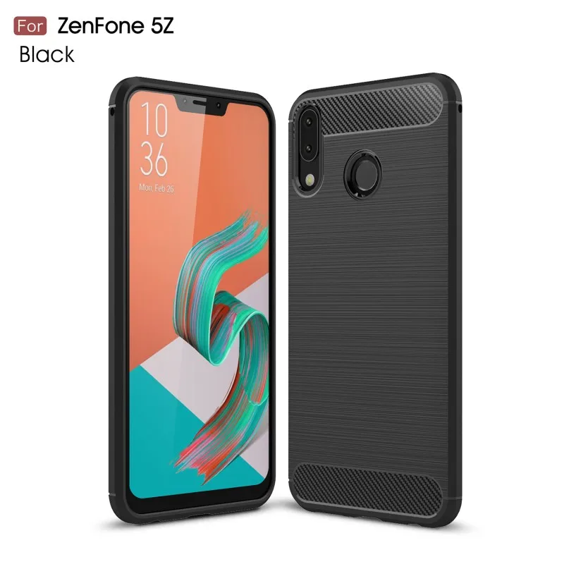 Чехол для Asus Zenfone 5 Z ZS620KL чехол противоударный из углеродного волокна из мягкого силикона с узором чехол для Asus Zenfone 5 ZE620KL чехол - Цвет: Черный