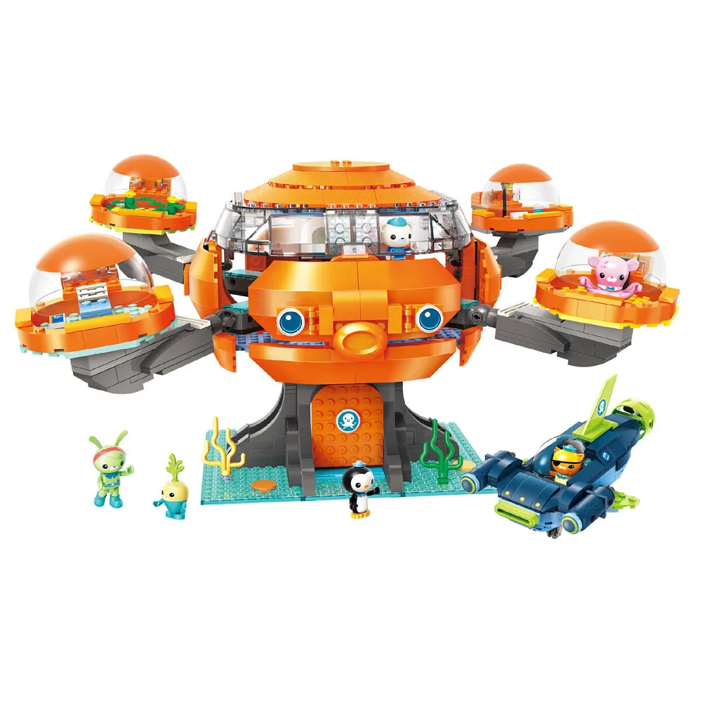 Образовательный конструктор Octonauts Octo-Pod Octopod, игровой набор, CUP-Q, молот, Акула, транспортное средство и барнакулы, 921 шт., Обучающие кубики - Цвет: 3716