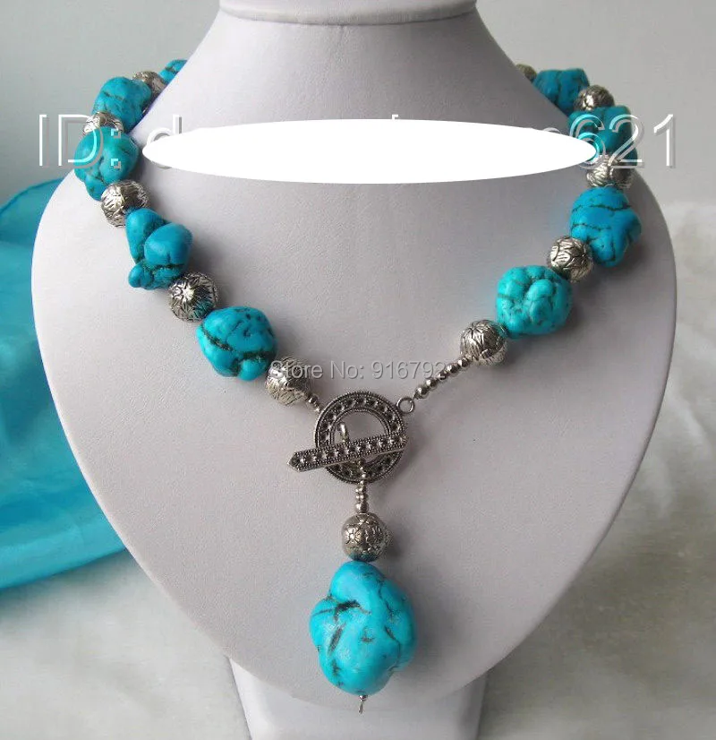 

free shipping >>>>>CLASSIC 18" big 20mm genuine blue turquoise beads necklace
