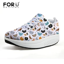 FORUDESIGNS/женская повседневная обувь, визуально увеличивающая рост, с 3D принтом кота; женские осенние кроссовки на плоской подошве; женская обувь для свинга