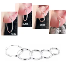 2 шт./пара реальные 925 пробы Серебряные серьги для Для женщин Для мужчин для мальчиков и девочек, однотонные тонкие Петля серьги в виде колец, унисекс ювелирных изделий и кристаллом сиреневого цвета Oorringen